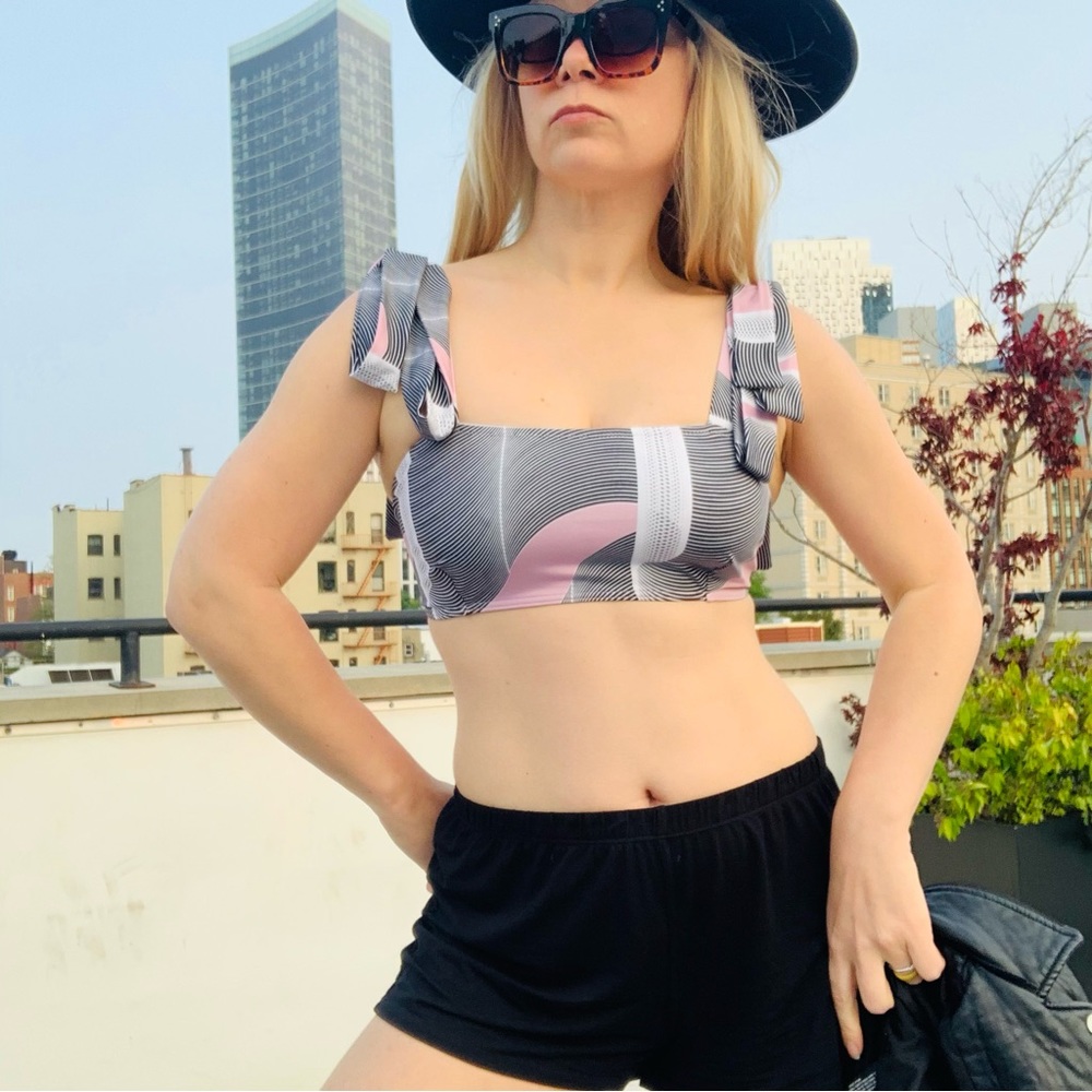 Alexandra Miro The Audrey Bikini Top Abstract Print Swimsuit Modest Bandeau Top